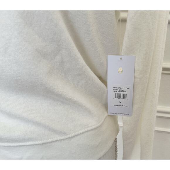 Spiritual Gangster HAPPY Crew Neck Savasana Ivory Sweatshirt Women Size M NWT - Picture 6 of 11